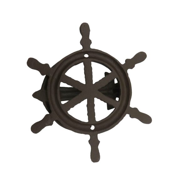 DOOR KNOCKER Rustic Cast Iron Nautical Ship Wheel and Anchor Vintage - Picture 8 of 9